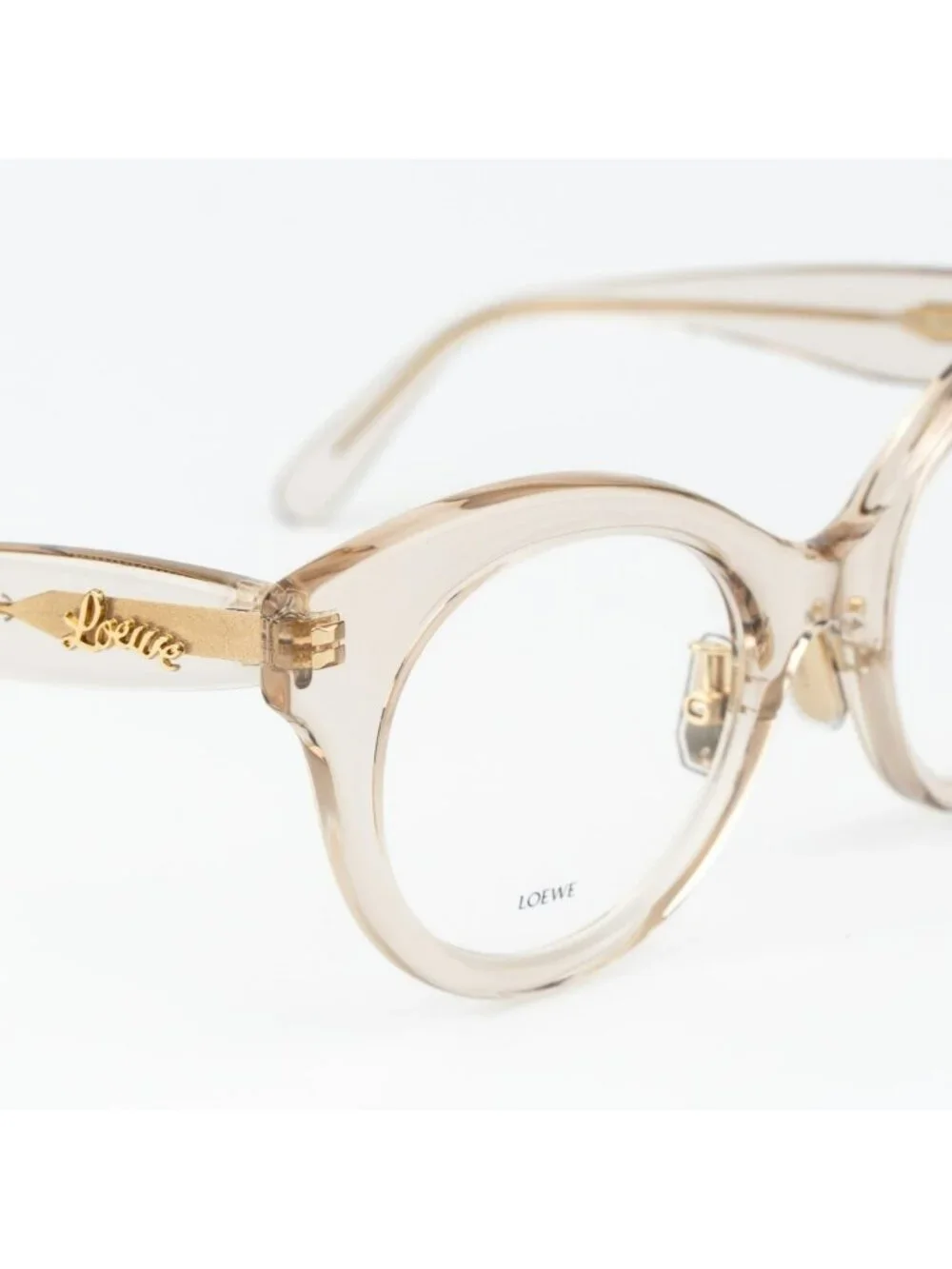 Loewe CURVY Women Eyeglasses Beige Round LW50074F 057 NEW AUTHENTIC
